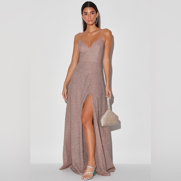 Lulu’s Truly Dazzling Mauve Multi Glitter Sleeveless
Maxi Dress Size Small NWT - Picture 1 of 12